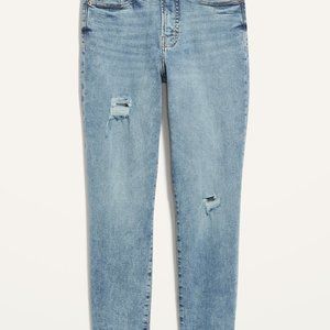 OLD NAVY High-Waisted OG Straight Ripped Ankle Jeans, Extra Stretch